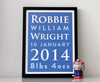 Personalised Baby Announcement Dark Background